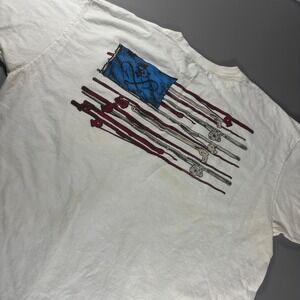 Salt Life Mens XL White Fishing Rods‎ American Flag Pocket T Shirt